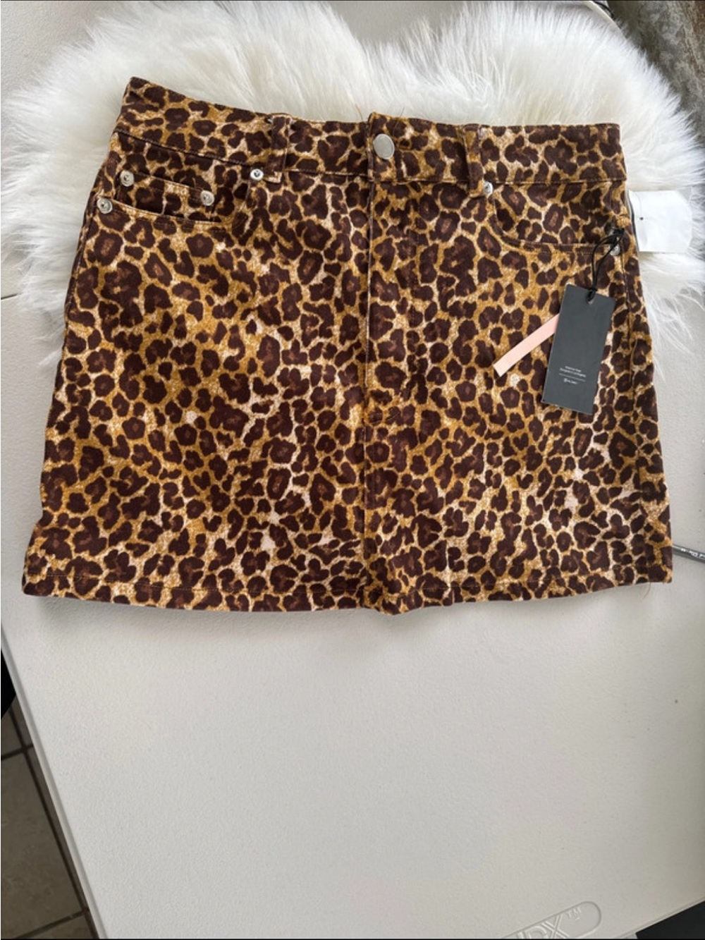iris Leopard Print Mini Skirt - Brown & Gold #new